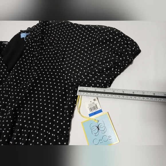 CeCe Puff Sleeve Sheer Lined Babydoll Dress. NWT Size XL - Picture 6 of 6